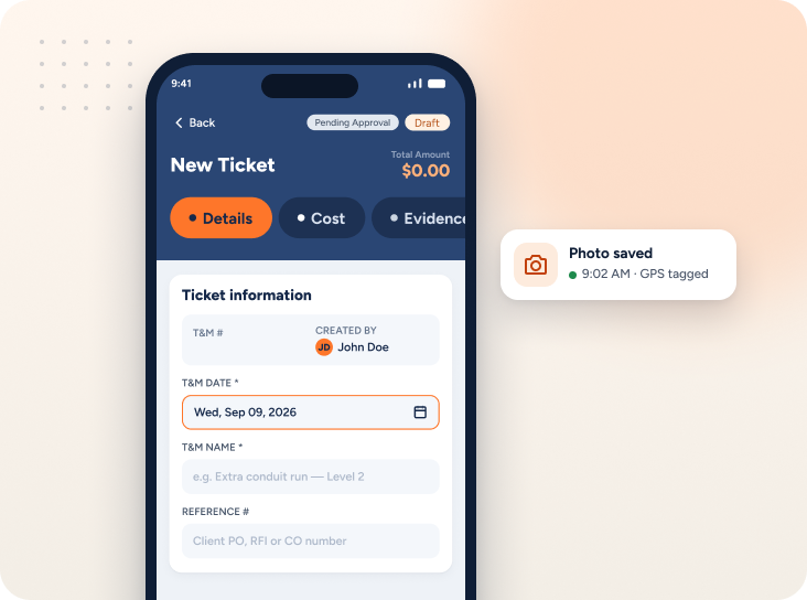 Creating t&m tickets step 1